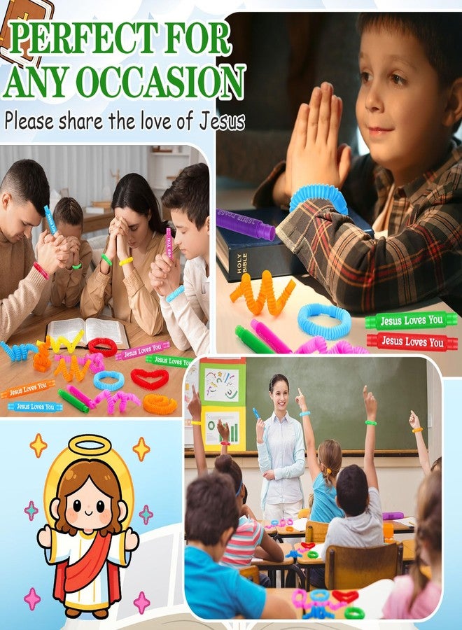 Skylety 64 Pack Christian Easter Gifts for Kids Pop Tubes Sensory Fidget Toy Party Favors 8 Colors Jesus Loves You Pop Tubes Creativity Fun for Toddler Kids Easter Party Favors Sunday School Gifts - Image 4