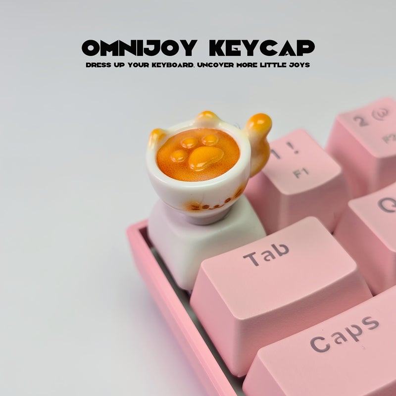 Handmade Resin Cat Latte Theme Keycap For Mechanical Keyboard Aesthetic Gaming Accessory Gift Cat Lovers Gamers Model A - Image 5