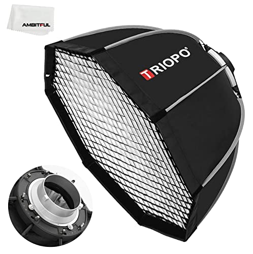 AMBITFUL TRIOPO 47.2inch / 120 cm Portable Octagon Umbrella Softbox, Quick Installation Softbox with Honeycomb Grid for Studio Strobe Outdoor Photography, Bowens Mount Compatible - Image 1
