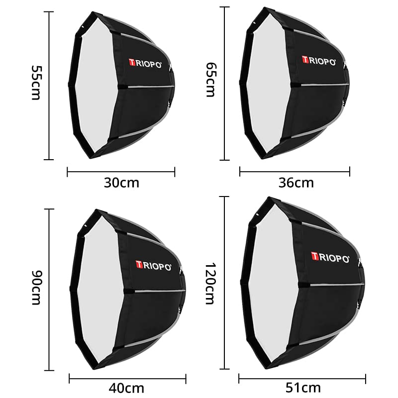 AMBITFUL TRIOPO 47.2inch / 120 cm Portable Octagon Umbrella Softbox, Quick Installation Softbox with Honeycomb Grid for Studio Strobe Outdoor Photography, Bowens Mount Compatible - Image 2