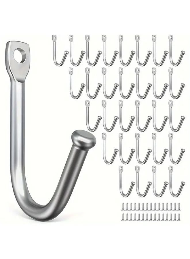 60 Pack Modern Heavy Duty Metal Wall Hooks With 30 Hangers 30 Screws Home Organization - Image 2