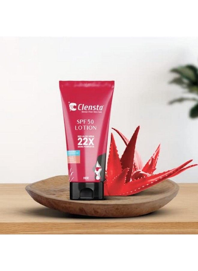 Clensta - Spf 50 Sunscreen Lotion With Uvinul T 150 Avobenzone Octocrylene Titanium Dioxide ; Broad Specturm Uvauvb Protection Pa+++ ; All Day Sun Protection ; 50 Gm ; For Her - Image 1