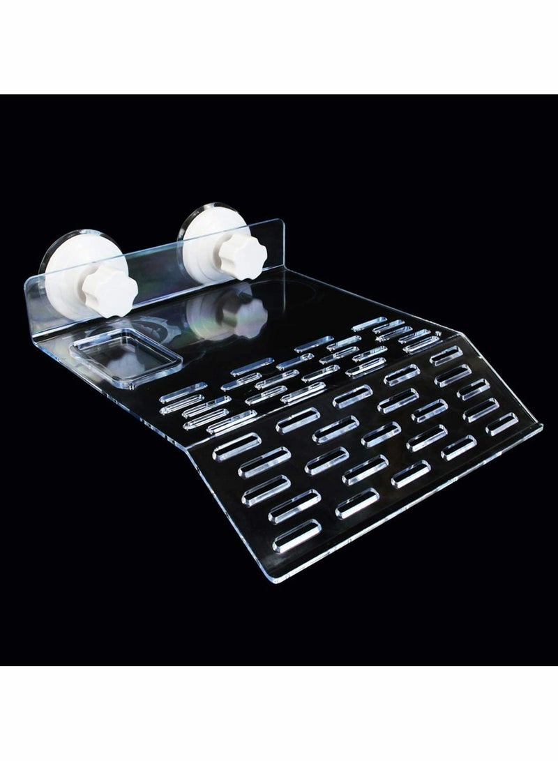 KASTWAVE Turtle Tank Platform, Turtle Basking Platform Aquarium Animal Transparent Sink Wharf for Small Pet Sun Bathing Resting, Reptile Habitat, Climbing Shelf Floating Decor with Sucker Cap - Image 1