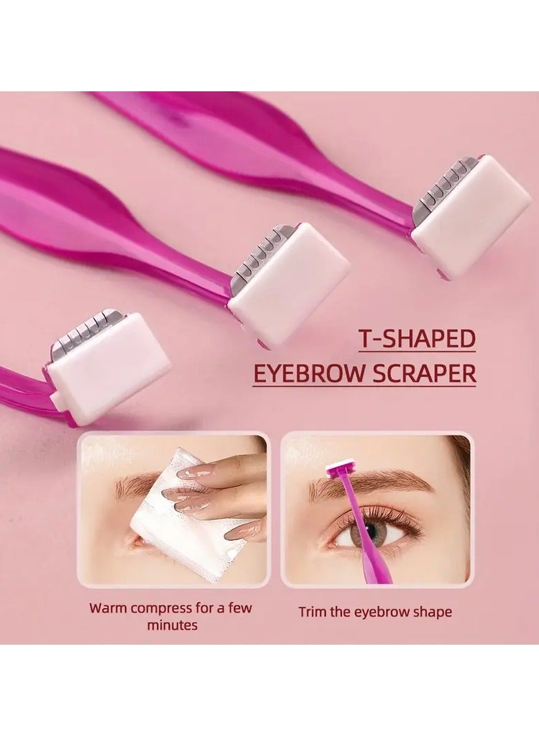 LANGMANNI مجموعة شفرات الحواجب 3 قطع/طقم، شفرات حواجب أمان من الفولاذ المقاوم للصدأ على شكل T، أداة تشذيب الشعر الوجه، أدوات المكياج - Image 2