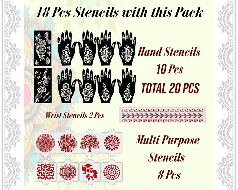 ivana's Ivanas Set of 20 Pcs Combo Pack Reusable Mehandi Design Sticker Stencils for Both Hand  Mehendi Design Stencils  Quick and Easy to Use for Girls Women Kids  Teen D2106 - Image 4