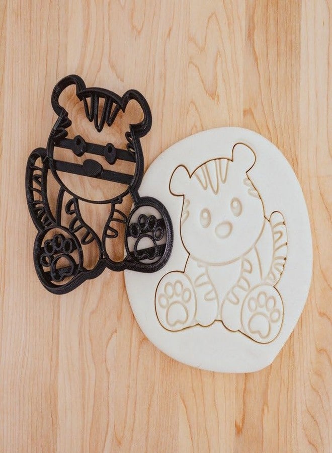 EROTNGO Tiger Baby Cookie Fondant Clay Detailed Cutter India Cookie Mold for Shaping Cute Animal Themed Treats for Baby Shower Birthday Cakes Cupcakes DIY Baking Decoration Craft Supplies - Image 1