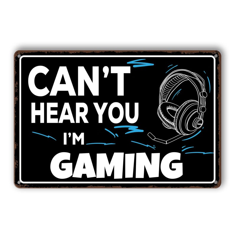 Ykfss لعبة العربة علامة Gamer Gamer Room Decor لا يمكن أن أسمعك أنا ألعاب Signs Funder Gamer Tin Tin Decor Man Decor للرجال ديكور غرفة نوم للأولاد في سن المراهقة Boy Room Decords Plosters Gift for Game 8x12 - Image 1