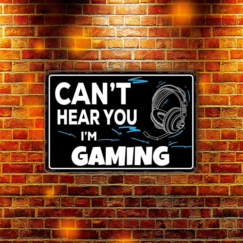 Ykfss لعبة العربة علامة Gamer Gamer Room Decor لا يمكن أن أسمعك أنا ألعاب Signs Funder Gamer Tin Tin Decor Man Decor للرجال ديكور غرفة نوم للأولاد في سن المراهقة Boy Room Decords Plosters Gift for Game 8x12 - Image 4