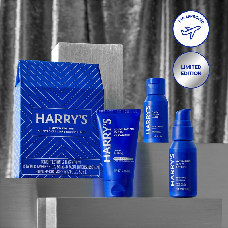 Harry's Limited Edition Holiday Gift Set for Men, Men's Skincare Essentials (2 oz Exfoliating Face Wash, Daily Face Lotion with SPF 15, Hydrating Night Lotion) - Image 2
