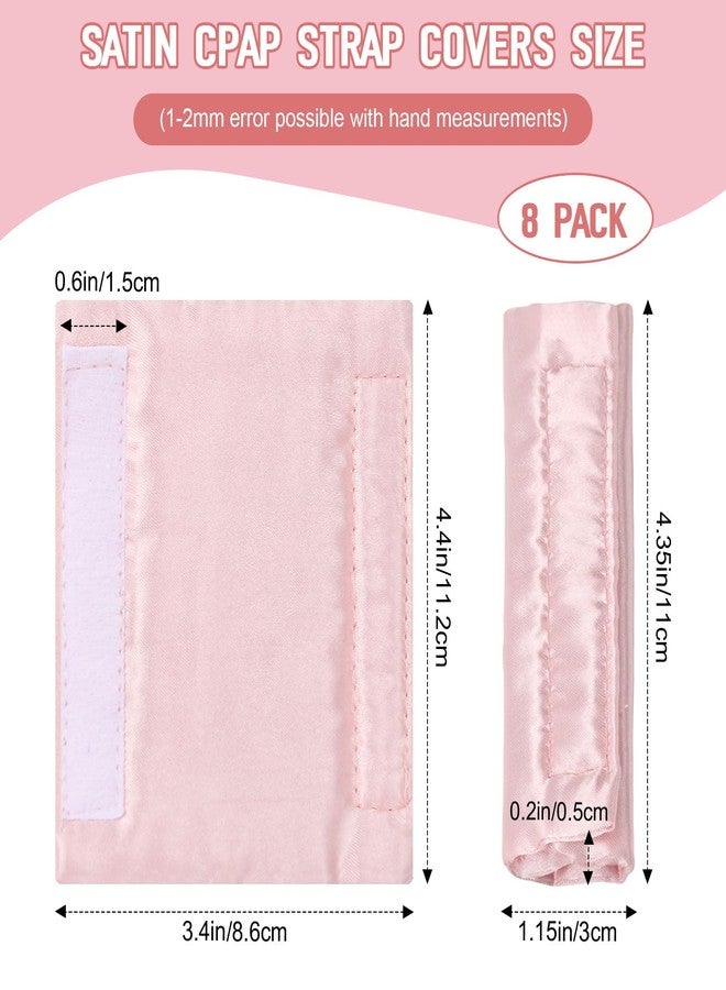 LEWEREST 8 Pack Satin CPAP Strap Covers, Universal CPAP Headgear Pads, CPAP Face Mask Cushion Pads, Soft Silk CPAP Mask Strap Covers Comfortable CPAP Supplies Washable and Reusable - Reducing Red Marks (Pink) - Image 3