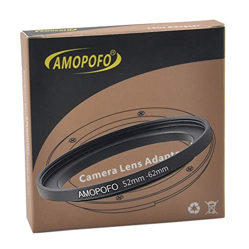 Amopofo 52 to 62mm /52mm to 62mm Step Up Ring Filter Adapter for UV,ND,CPL,Metal Step Up Ring,Compatible with All 52mm Camera Lenses & 62mm Accessories - Image 1