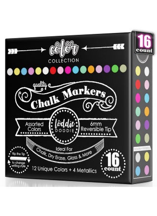 Loddie Doddie Erasable Liquid Chalk Markers - Pack of 16 Dust-Free, 6mm Reversible Bullet & Chisel Tips for Chalkboard, Glass & Windows - pzsku/ZDB42C349A8FBD3A6EF1CZ/45/1747378130/5cecee9a-8a5a-4249-b537-c3032eb27dd4