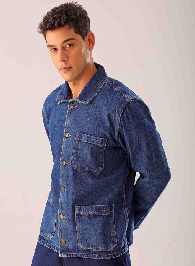 The Indian Garage Co Men Relaxed Fit Solid Round Neck Long Sleeves Jacket - Image 5