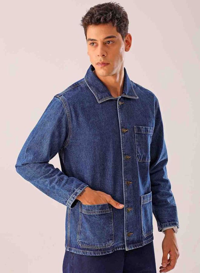 The Indian Garage Co Men Relaxed Fit Solid Round Neck Long Sleeves Jacket - Image 3