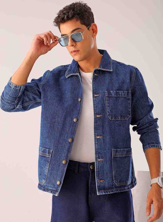 The Indian Garage Co Men Relaxed Fit Solid Round Neck Long Sleeves Jacket - Image 1