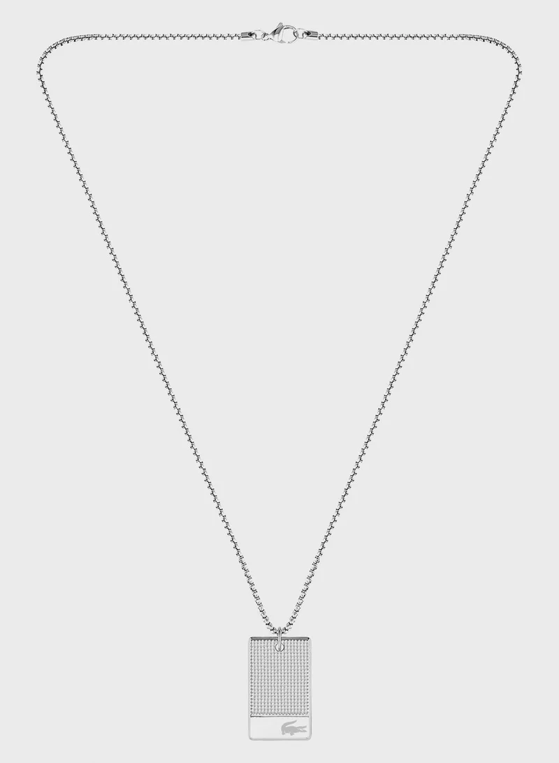 LACOSTE Stencil Logo Tag Necklace