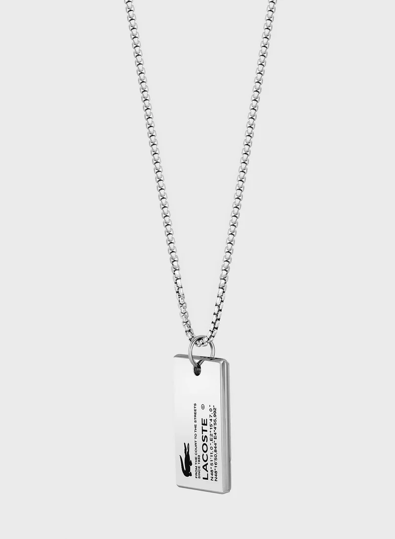 LACOSTE Stencil Logo Tag Necklace