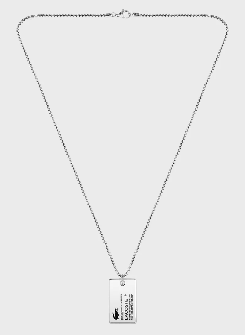 LACOSTE Stencil Logo Tag Necklace