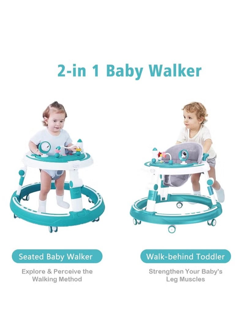 XiuWoo 3-in-1 Baby Walker Infant Walker with Toys Anti-Rollover Adjustable Height with Wheels Activity Center for Baby with Music Toy Foldable Baby Walker for Infants  - Image 2