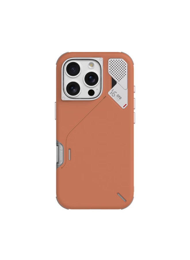 aurumé Aulumu A16 Magnetic Adsorption Full Body Phone Case For Apple Iphone 16 Pro, Aluminum Alloy Lens Frame Magsafe Protective Shell, Brown Yellow - Image 3