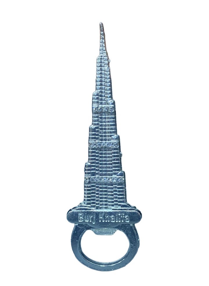 Burj khalifa silver designed 2in1 fridge magnet and bottle opener
