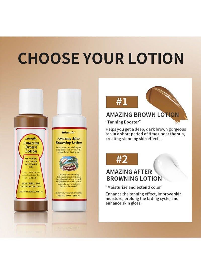 lakerain Pre and Post Tan Kit,All-natural Tanning,Quick,Even Andnatural Tan,Leaving Skinwith A Healthy Glow,Amazing After Browning Lotion Prevents Tan From Fading Andmnoisturizes Skin(Amazing Brown Lotion 3.38oz+After Tan Cream 3.38oz) - Image 4