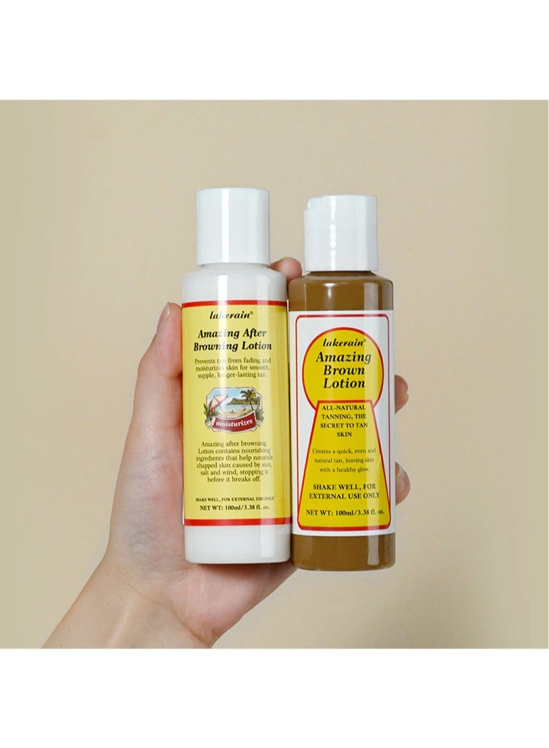 lakerain Pre and Post Tan Kit,All-natural Tanning,Quick,Even Andnatural Tan,Leaving Skinwith A Healthy Glow,Amazing After Browning Lotion Prevents Tan From Fading Andmnoisturizes Skin(Amazing Brown Lotion 3.38oz+After Tan Cream 3.38oz) - Image 5