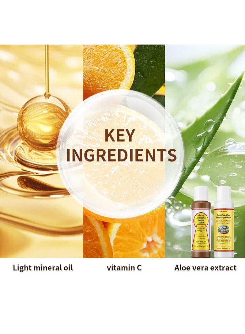 lakerain Pre and Post Tan Kit,All-natural Tanning,Quick,Even Andnatural Tan,Leaving Skinwith A Healthy Glow,Amazing After Browning Lotion Prevents Tan From Fading Andmnoisturizes Skin(Amazing Brown Lotion 3.38oz+After Tan Cream 3.38oz) - Image 3