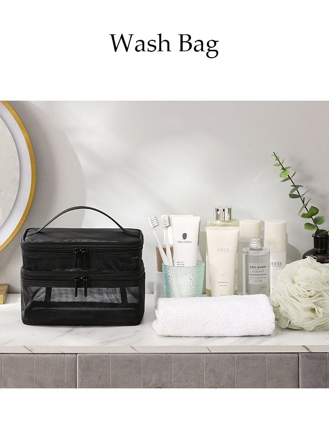 DUNISO Waterproof Travel Makeup Storage Bag for Women Double Layers Cosmetic Bag Travel Organizer Case Toiletry Bag for Accessories Shampoo Toiletries - Image 2