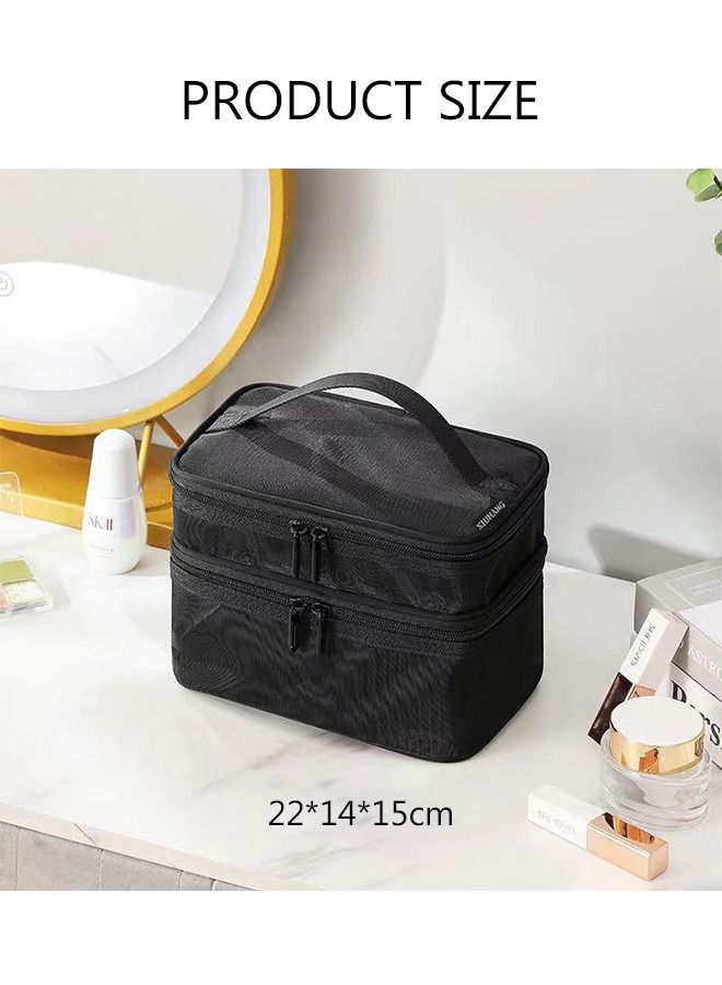 DUNISO Waterproof Travel Makeup Storage Bag for Women Double Layers Cosmetic Bag Travel Organizer Case Toiletry Bag for Accessories Shampoo Toiletries - Image 4