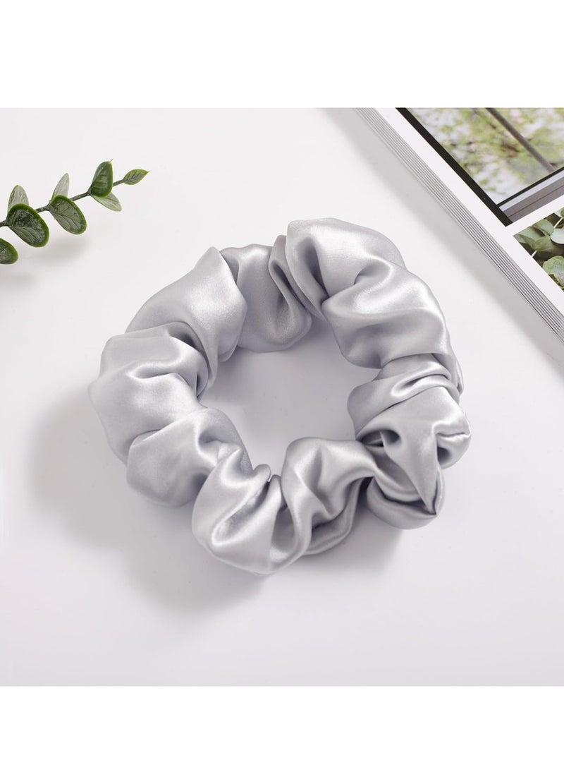 Loquat Pure Mulberry Silk Scrunchies - 2 Pack (Pink  Grey) for All Hair Types, Ideal for Sleep - Image 2