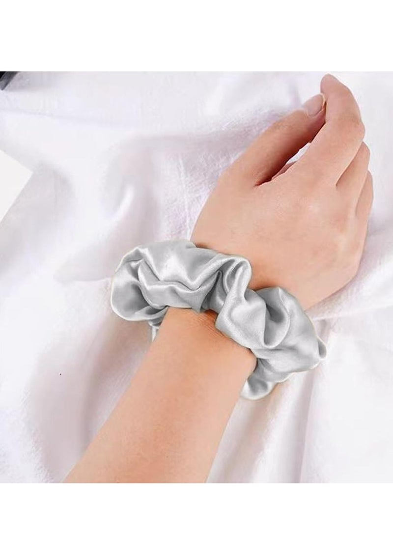 Loquat Pure Mulberry Silk Scrunchies - 2 Pack (Pink  Grey) for All Hair Types, Ideal for Sleep - Image 5