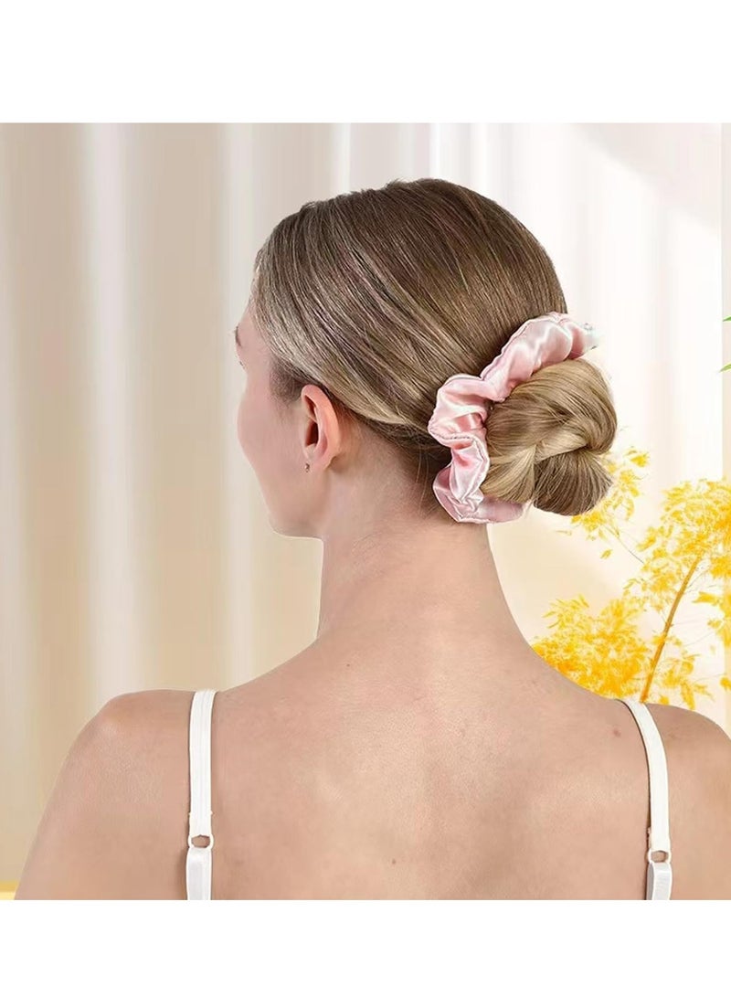 Loquat Pure Mulberry Silk Scrunchies - 2 Pack (Pink  Grey) for All Hair Types, Ideal for Sleep - Image 3