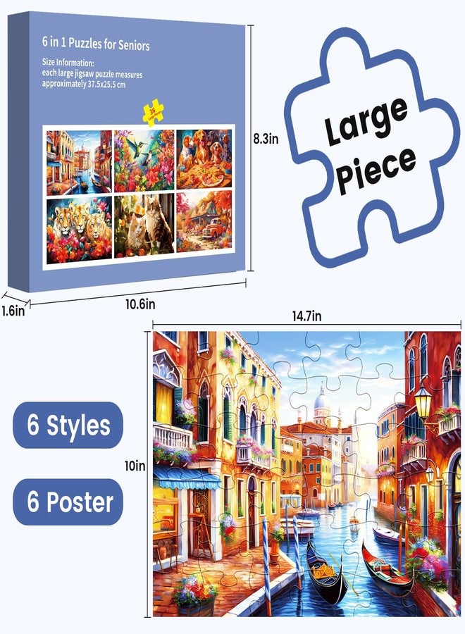 WSCXSC 6 Pack 36 Large Piece Puzzle for Seniors Puzzles Dementia Alzheimer's Products and Activities for The Elderly Adults Puzzles Alzheimer's Easy Puzzles Gift Memory Games for Patients in Nursing Home - Image 2