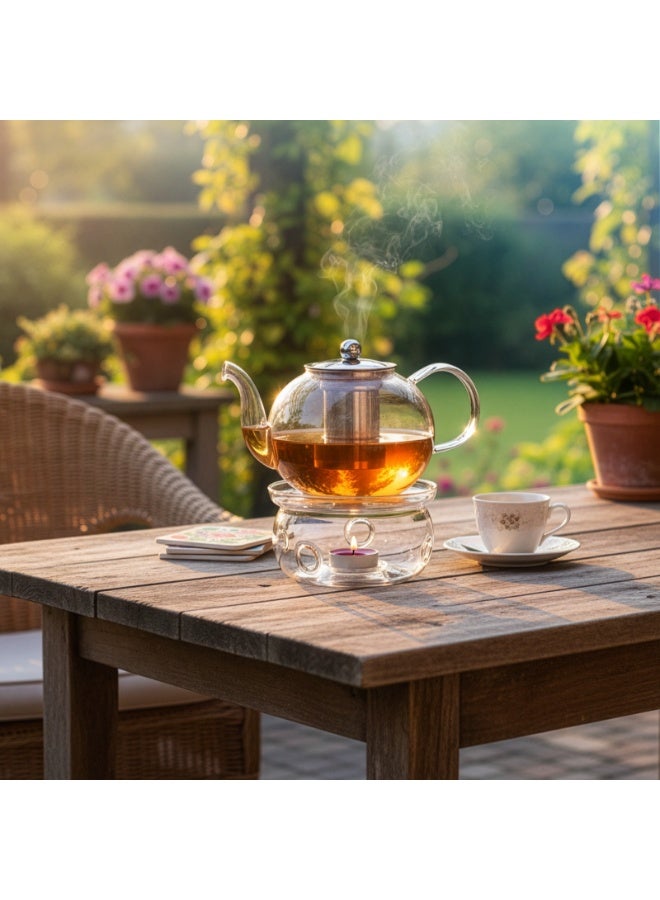 BLACKSTONE Borosilicate Teapot Warmer Stand Candle Tea Base for Glass Teapots up to 9cm Base Diameter Transparent Tea Light Holder, TP213 (Glass Warmer Base Only) - Image 3