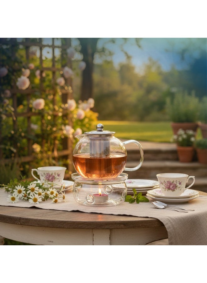 BLACKSTONE Borosilicate Teapot Warmer Stand Candle Tea Base for Glass Teapots up to 9cm Base Diameter Transparent Tea Light Holder, TP213 (Glass Warmer Base Only) - Image 2