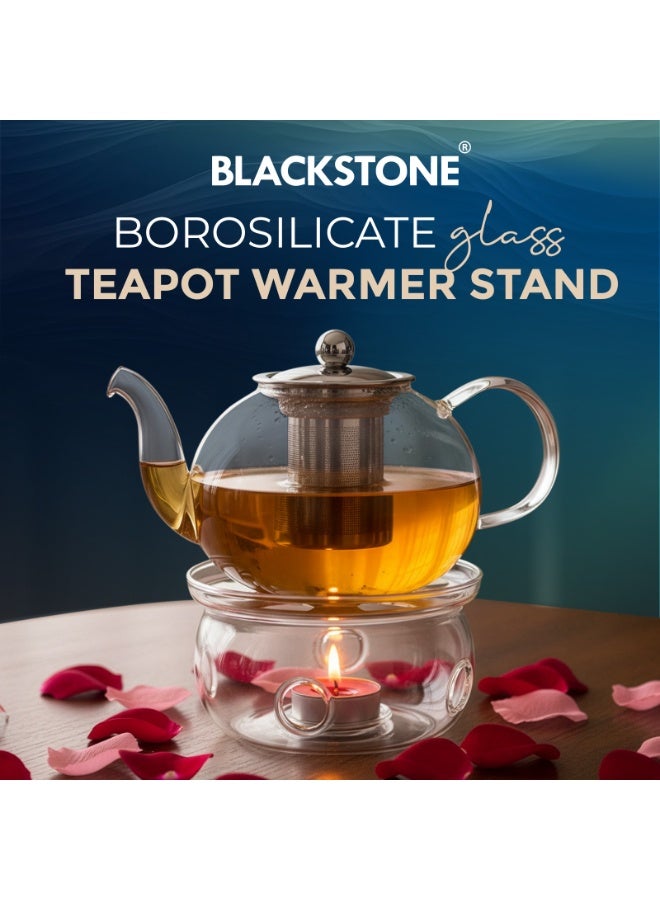 BLACKSTONE Borosilicate Teapot Warmer Stand Candle Tea Base for Glass Teapots up to 9cm Base Diameter Transparent Tea Light Holder, TP213 (Glass Warmer Base Only) - Image 4