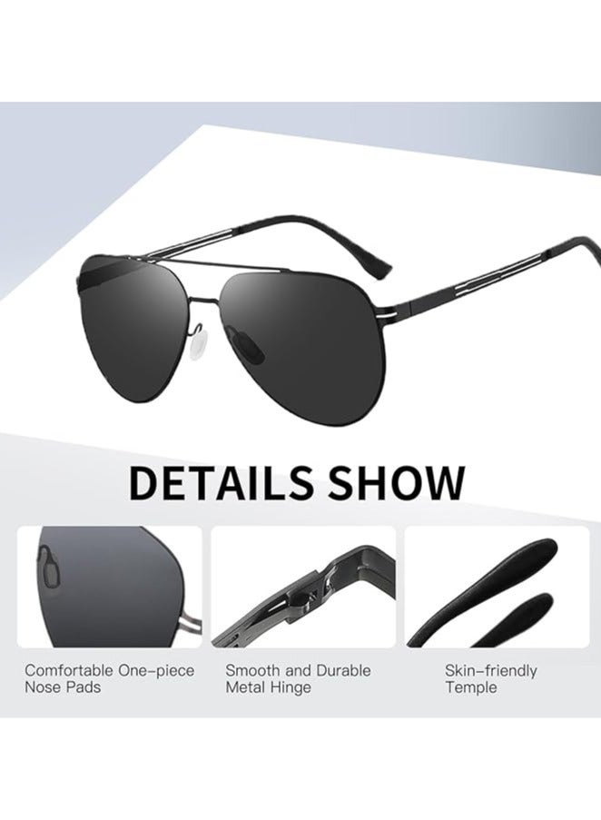 INSIJAM Polarized Sunglasses Men Metal Frame UV Anti-Glare Rectangular Shades Classic Rectangular Design Lightweight Black Sunglasses for Driving/Sports/Outdoor - Image 4