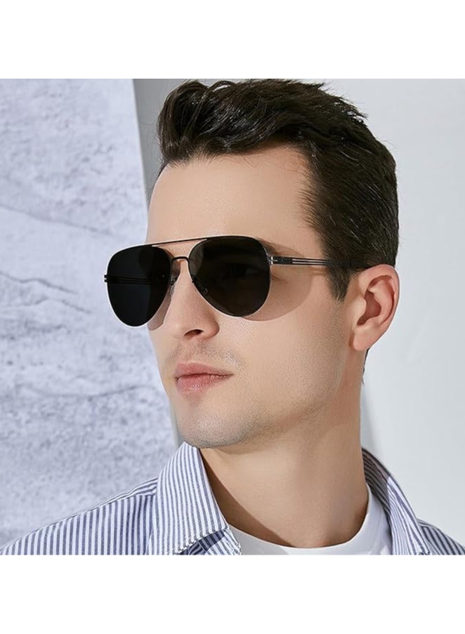 INSIJAM Polarized Sunglasses Men Metal Frame UV Anti-Glare Rectangular Shades Classic Rectangular Design Lightweight Black Sunglasses for Driving/Sports/Outdoor - Image 5