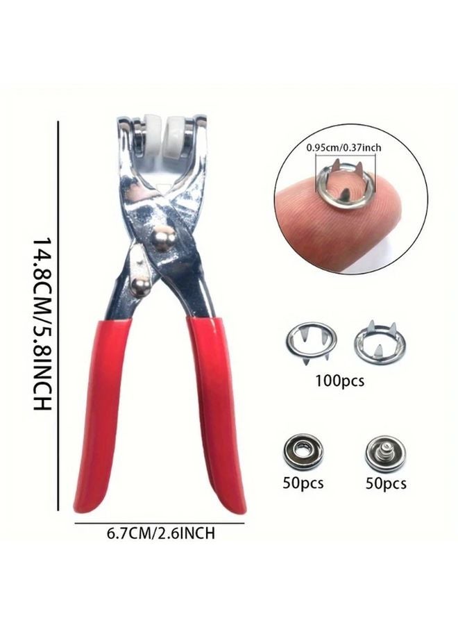 200 Sets Metal Snap Buttons with Fastener Pliers Press Tool Kit 200 Buttons 1 Pliers DIY Crafts Clothes Hats Sewing - Image 3