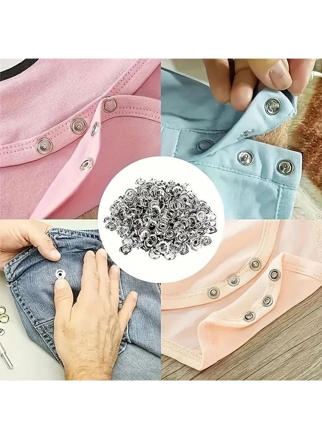 200 Sets Metal Snap Buttons with Fastener Pliers Press Tool Kit 200 Buttons 1 Pliers DIY Crafts Clothes Hats Sewing - Image 4