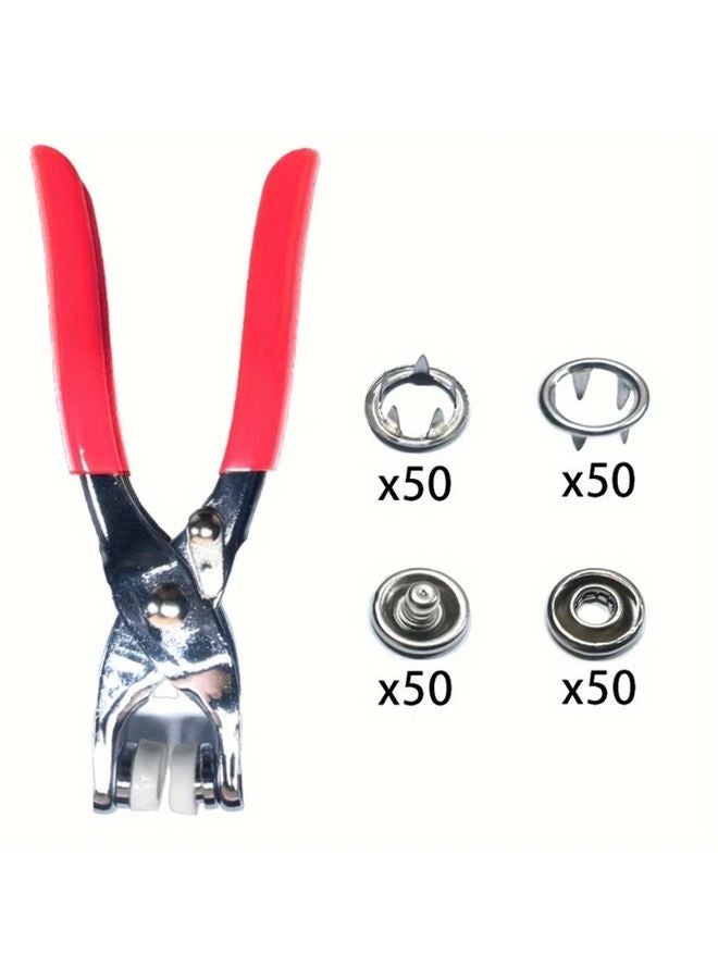 200 Sets Metal Snap Buttons with Fastener Pliers Press Tool Kit 200 Buttons 1 Pliers DIY Crafts Clothes Hats Sewing - Image 5