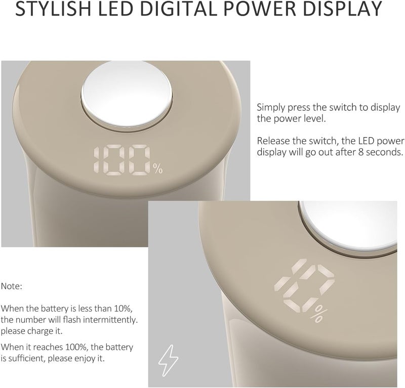 Zadelar Electric Salt and Pepper Grinder Set with LED Power Display,Larger Capacity Salt and Pepper Shakers Set Rechargeable Electric with Flexible Coarsenes,LED Light,One Hand Operation for Kitchen(Khaki) - Image 2
