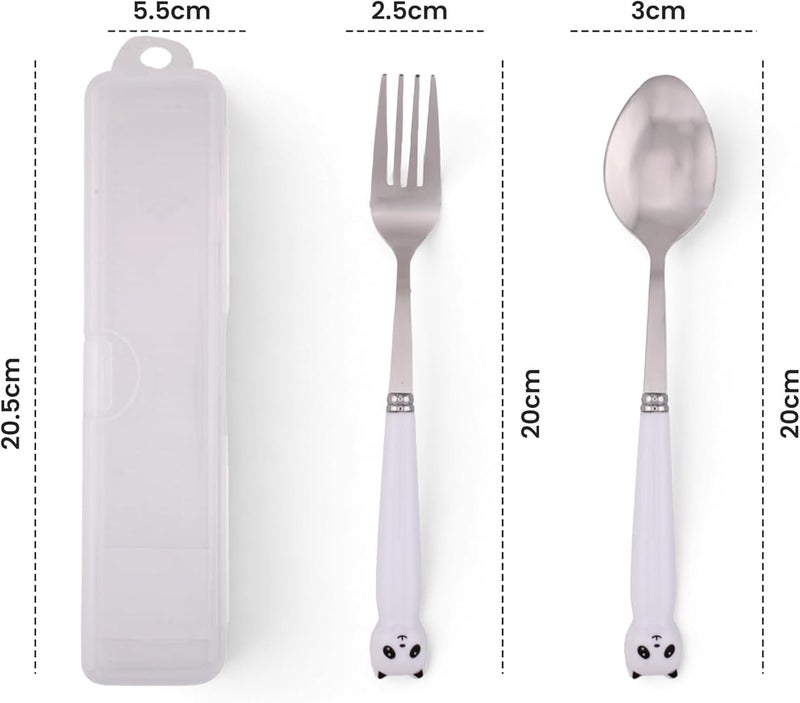 BrainGiggles 4-Piece Stainless Steel BPA Free Kids Cutlery Set with Case – Includes Spoon, Fork and Case for Lunch Box, Picnic and Travel Children Tableware with Portable Case (White) - Image 4