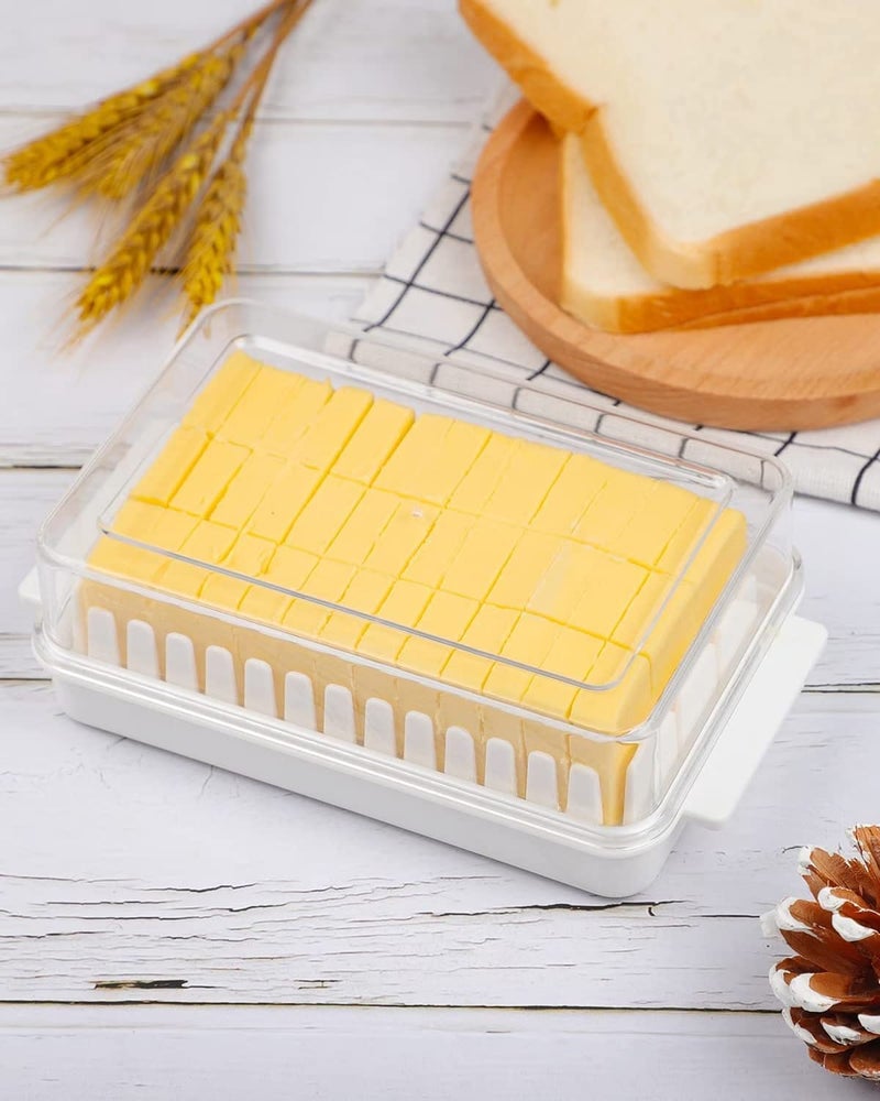 BLINE Butter Dish Keeper with Sealed Plastic Lid and Cutter Slicer for Easy Cutting and Storage, BPA Free Butter Box Cheese Keeper for Refrigerate Cheese Butter Slicer,Butter Cutter Container Box - Image 1
