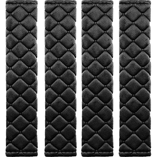 MIKAFEN 4 Pack Universal Car Seat Belt Pads Adult Seat Belt Shoulder Strap Covers Harness Pad for CarBagSoft Comfort Helps Protect You Neck Shoulder from The Seat Belt RubbingBlack - Image 1