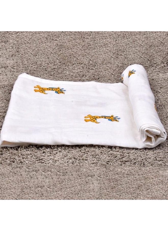 MOM'S HOME Organic Cotton Baby Muslin Swaddle Giraffelarge Size 120X120 Cm (Multicolor)  - Image 3