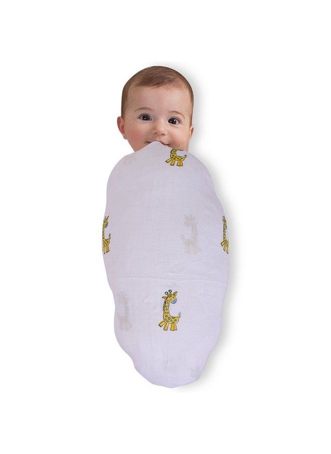 MOM'S HOME Organic Cotton Baby Muslin Swaddle Giraffelarge Size 120X120 Cm (Multicolor)  - Image 5