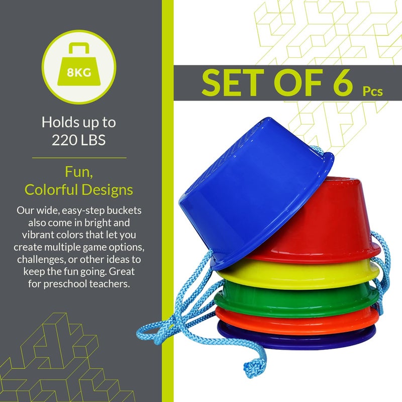 GISCO Kids Balance Walking Buckets Kids Stepping Buckets for Balance & Coordination Game Fun Play Game | Suitable for Indoor and Outdoor | Set of 6, Multicolour - Image 2