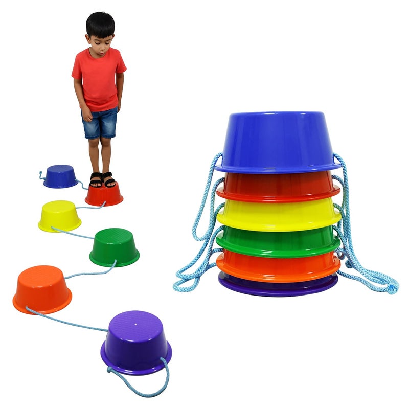 GISCO Kids Balance Walking Buckets Kids Stepping Buckets for Balance & Coordination Game Fun Play Game | Suitable for Indoor and Outdoor | Set of 6, Multicolour - Image 1